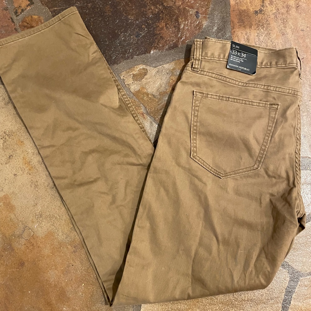NWT Banana Republic Men's Tan Slim Fit Chino Pants